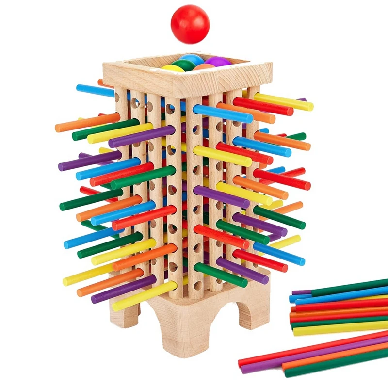 Jogo de tabuleiro de madeira, brinquedos montessori, 42 cores, varas, dados, brinquedo educativo matemático, bola divertida, para a família