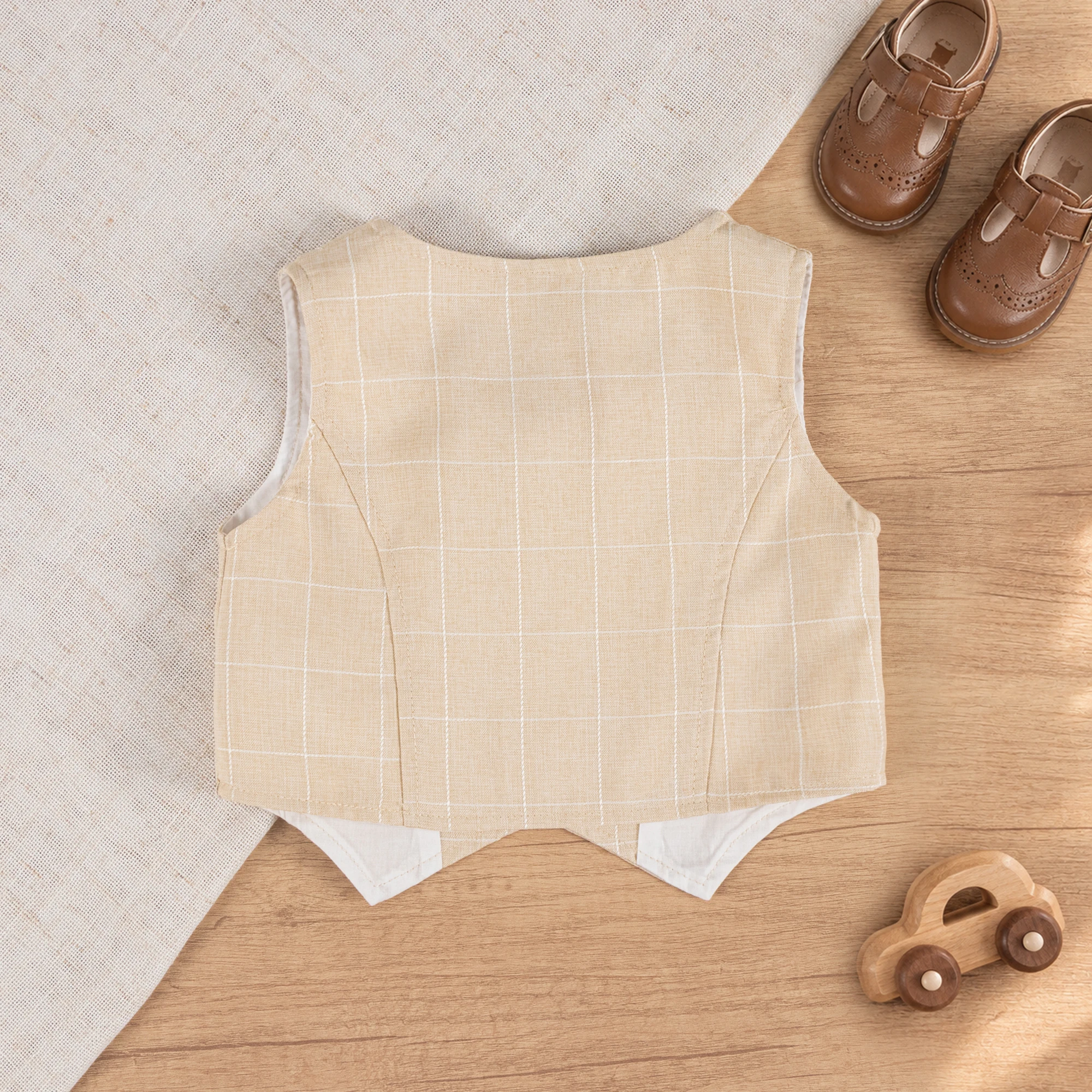 Jungen Gentleman Westenanzug 1-6 Jahre Kinder Geburtstag Frühling Herbst Kleidungsset Kleinkind Kariertes Formelles Hochzeitsoutfit – Detail 6
