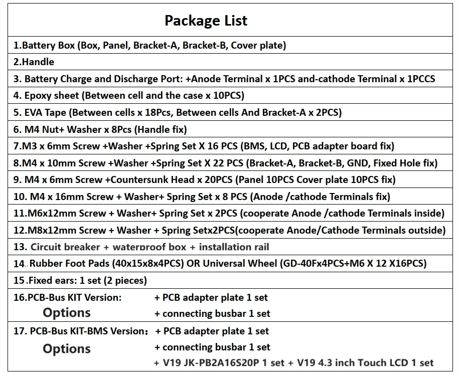 XR12 48V 280AH LiFePO4 Batteriebox 16S 51,2V DIY-Kit Solar-Heimenergiespeicher für V19 JK Wechselrichter BMS EVE CATL 280AH 302AH – Detail 2
