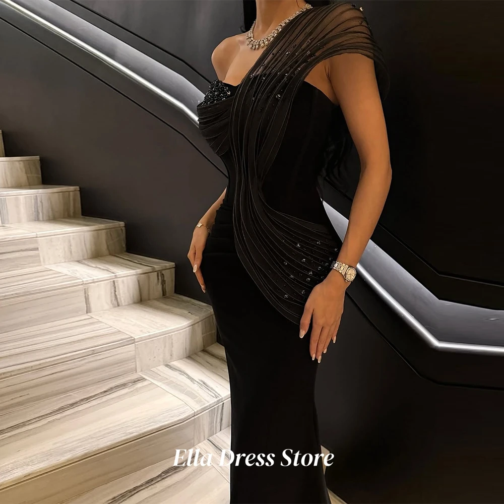 Classic Black Jersey Mermaid Customized Evening Dress Formal One Shoulder Homecoming Dress Crystal Special Occasion Gowns image 6
