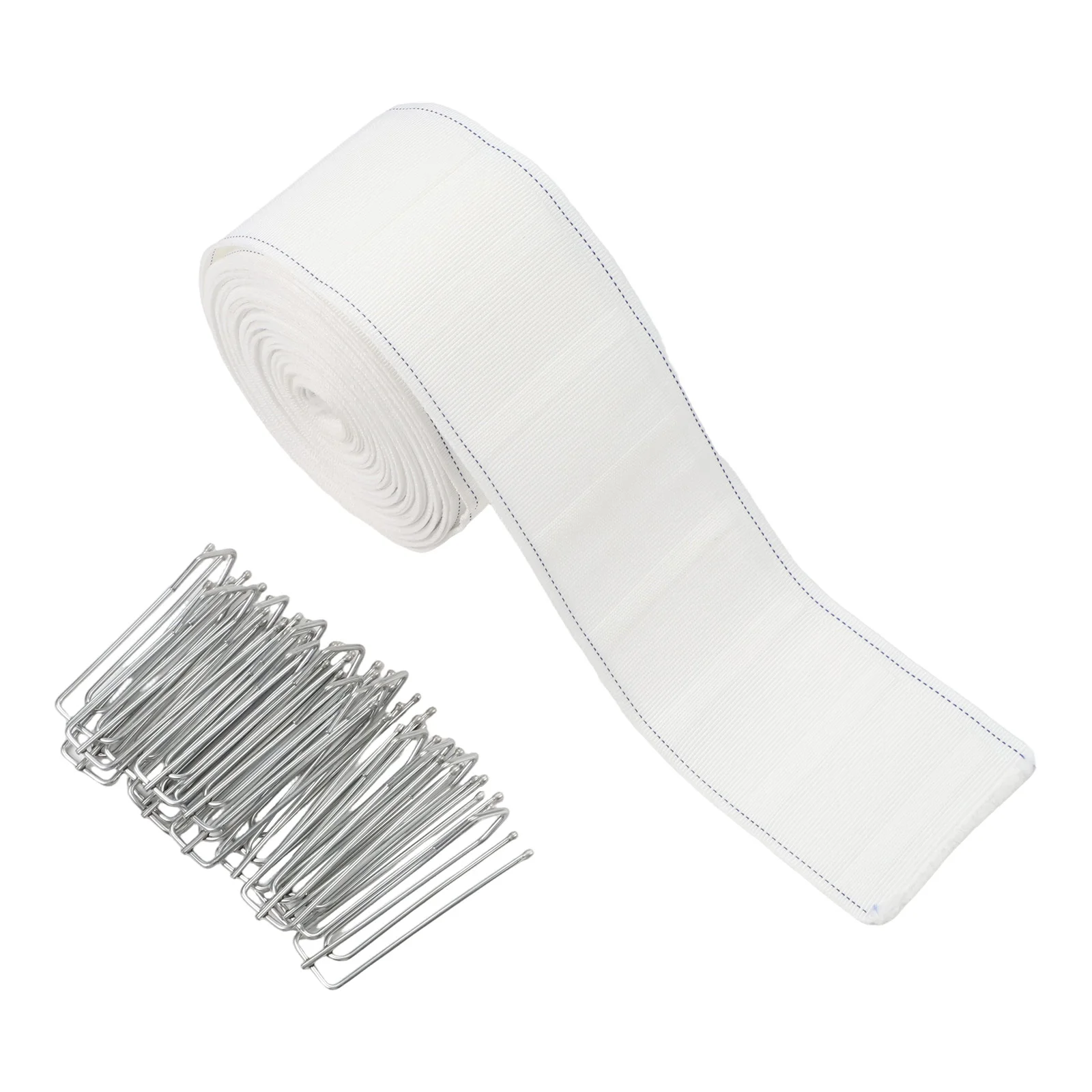 10 Meter Curtain Tape with 50 Hooks for Curtain Belt Replacement Made from Fabric and Metal for Secure Curtain Hanging