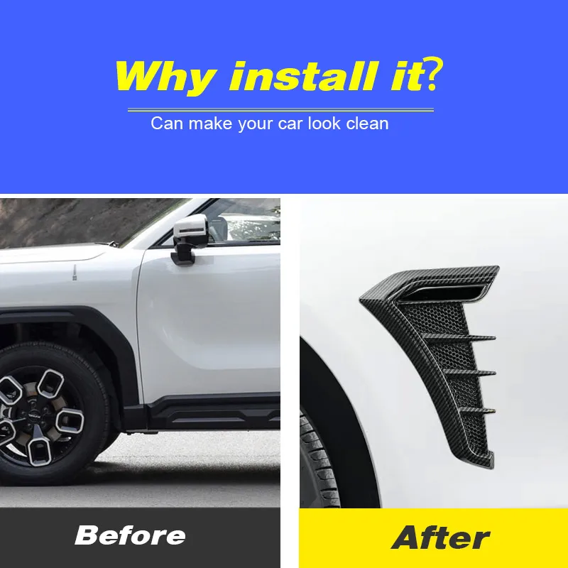 Vtear Car Body Side Wing Fender Exterior Leaf False Vent Duct Panel Decoration Flow Hood Styling Accessories For Haval H3 2024