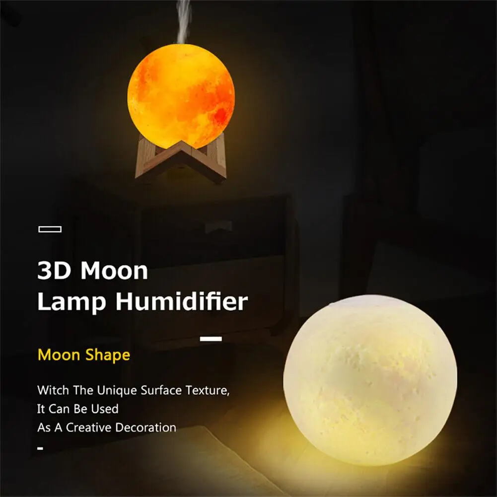 880Ml Moon Air Humidifier Aroma Essential ก้านปักน้ำมันหอมระเหยหลอดไฟ LED กลางคืน USB Mist Maker Humidificador สำหรับห้องนั่งเล่น