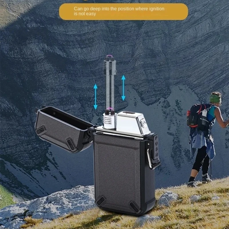 Outdoor Lighter Windproof  Waterproof Curved Telescopic Rod Cigarette Lighter Cigarette Accessories Camping and Barbecue Helper