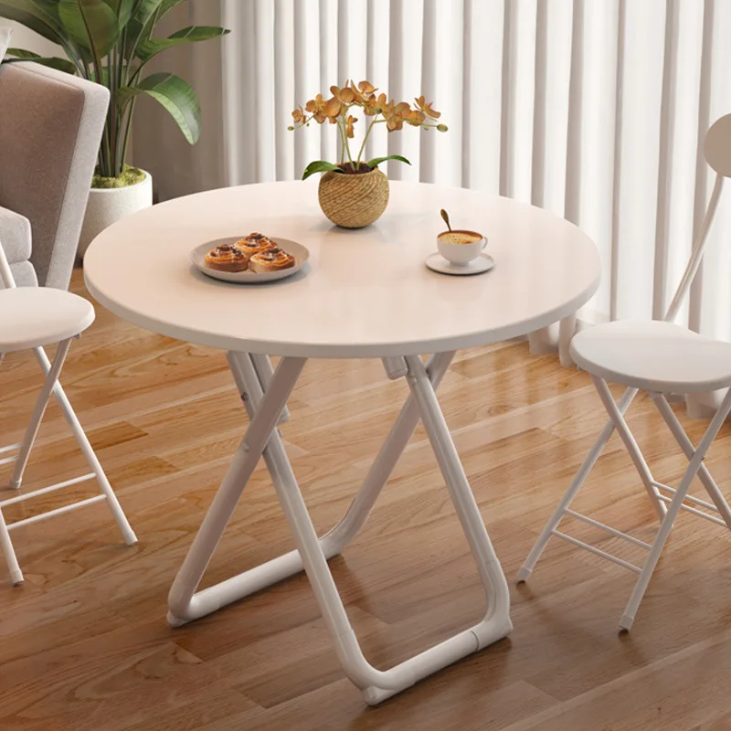 

Household small apartment folding dining table round table balcony leisure table and chairs rental house rental Internet