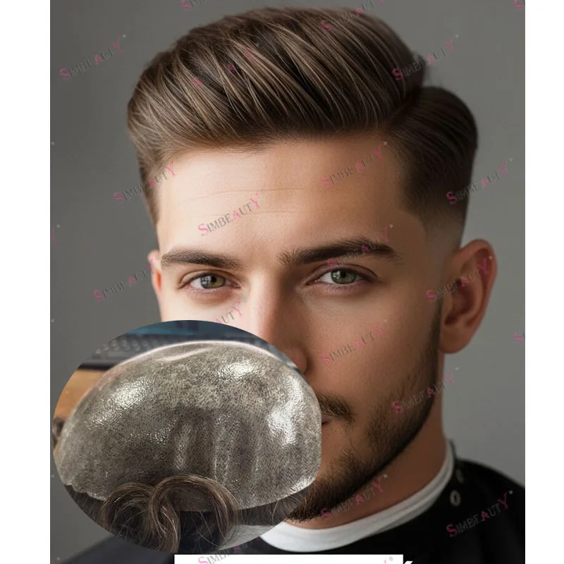 

Светло-коричневые блондинки, европейские мужские парики из натуральных волос, сменные необнаружимые серые капиллярные протезы, афро-черные мужские шиньоны