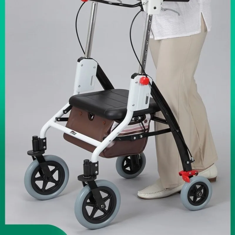 Japan imported elderly trolley scooter can sit folding the elderly outdoor walking light portable shopping cart
