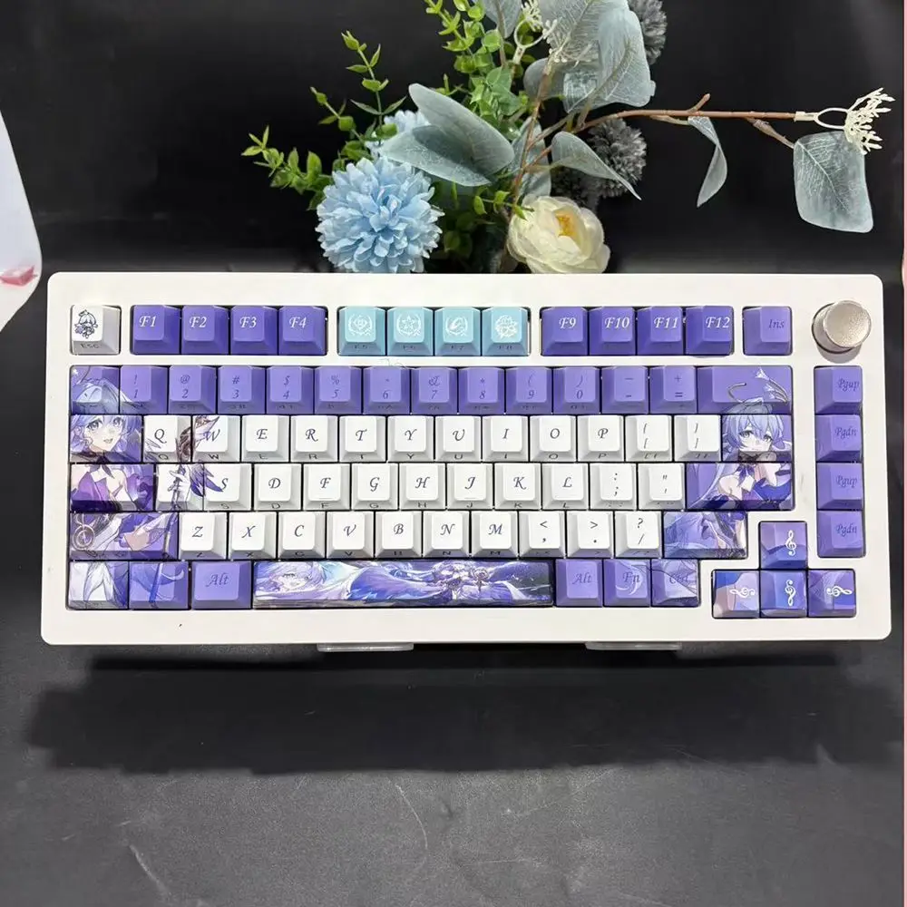 87 Key Honkai Star Rail Robin Keycaps Anime Cute Key Cap PBT Cherry Profile Gaming Key Caps for For ANSI Made68 Mad68 Wooting 60