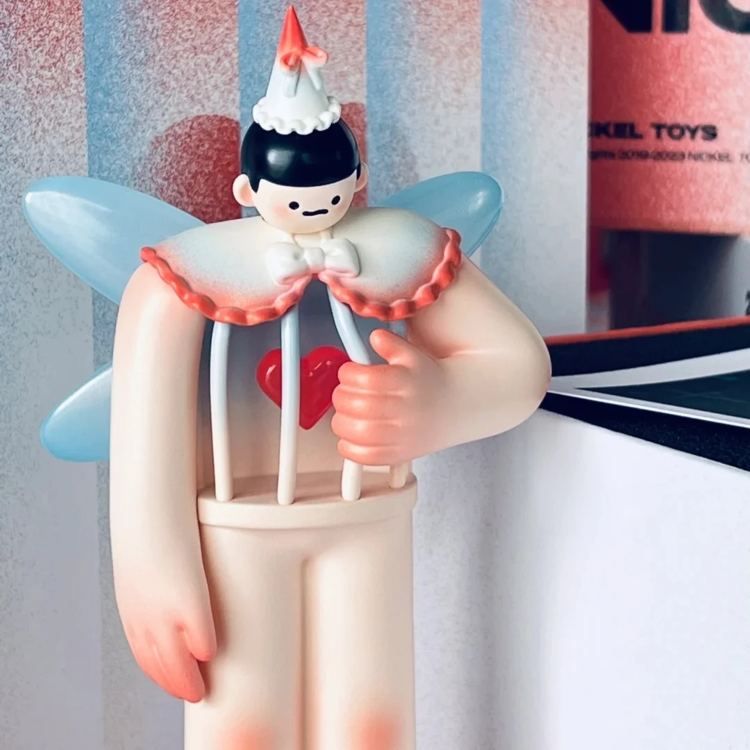 

Nicoo Boys Tall Man with Wing Figure Toy Say Hi Heart in Hand Art Decoration Designer Toys Collection CTS Exhibiton