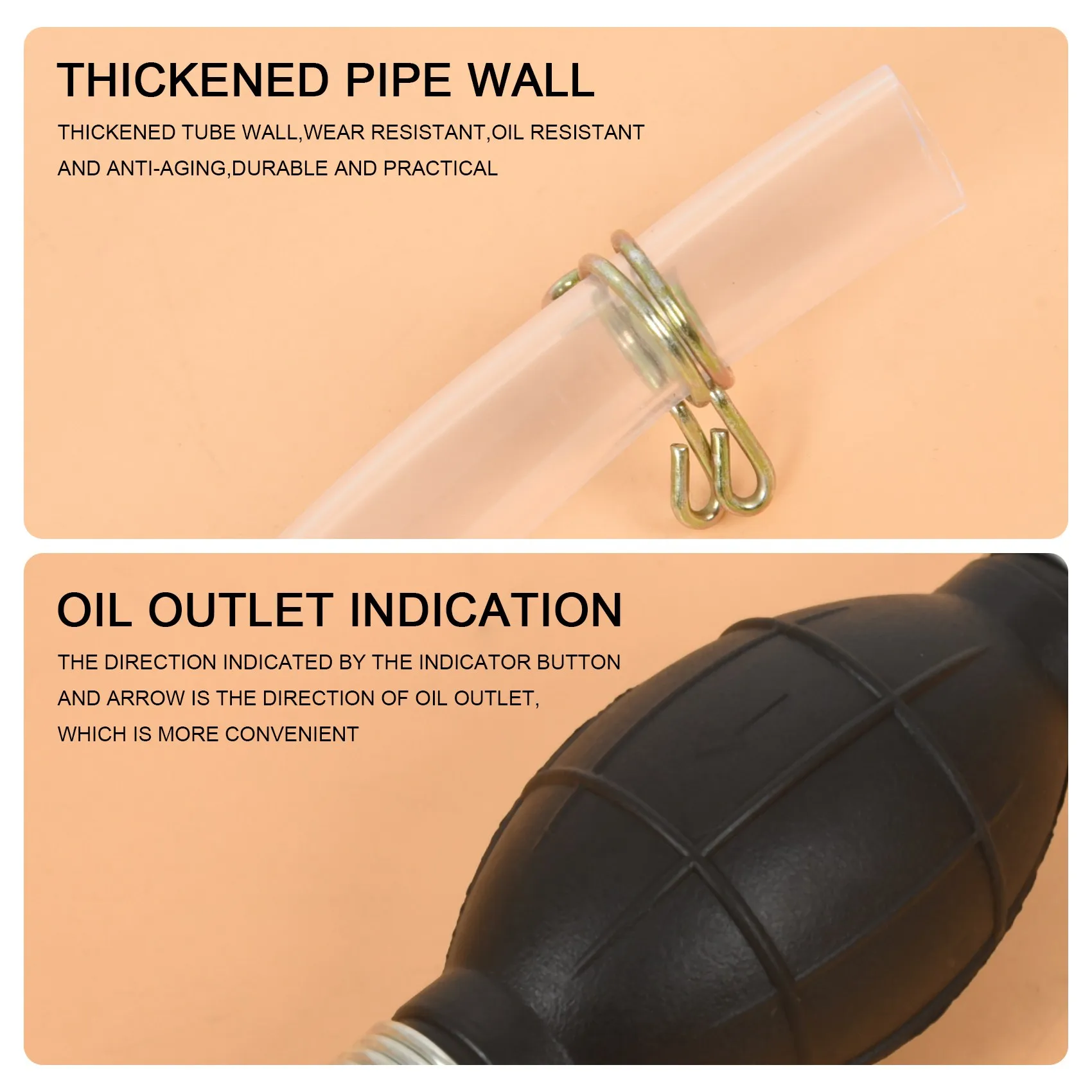 Durable-8Mm Hand Pump,Fuel Liquid Transfer Pump Manual Hand Pump Suction Oil Water Petrol Fuel Liquid Transfer Pump Pipe With 2M view 5