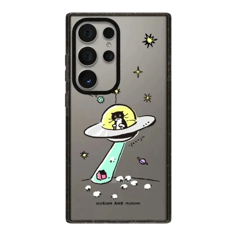 

Cartoon Black Cat Illustration Acrylic Magnetic Case: Compatible with Samsung Galaxy S23 U S24U S25 Ultra S25+ Plus Shell