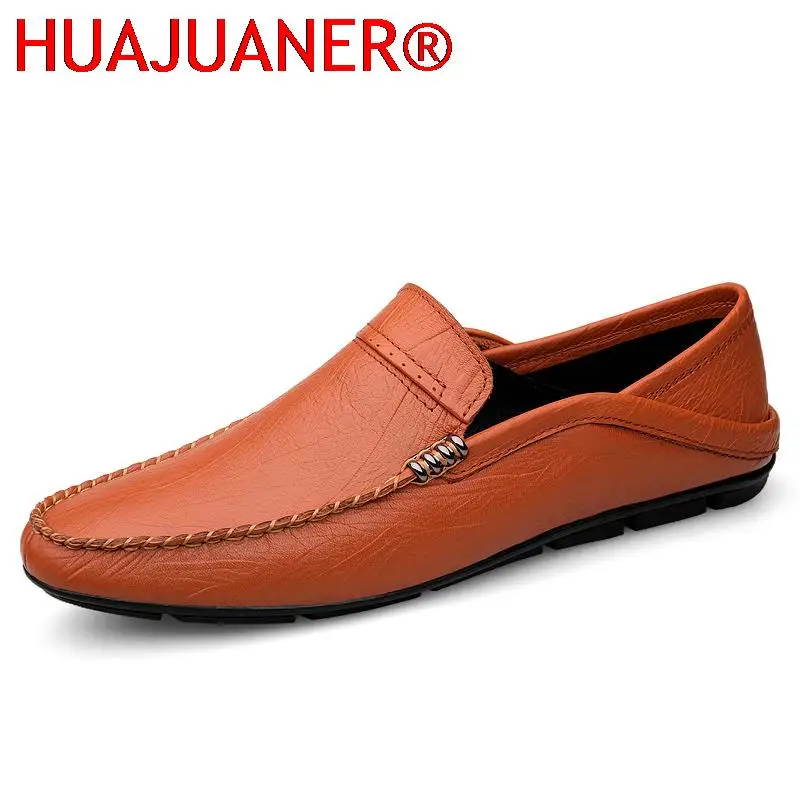 Merk Heren Echt Lederen Schoenen Luxe Casual Schoenen Business Flats Topkwaliteit Heren Loafers Ademende Slip-On Rijschoenen