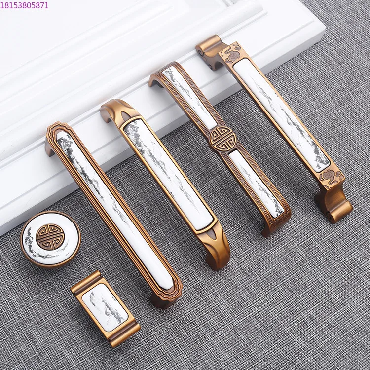 New Chinese simple landscape painting handle cabinet door bedroom sliding door
