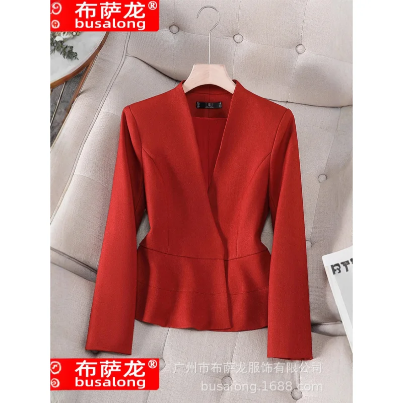 

2025New Stylish Fashion Suit Casual Women's Long Sleeve Professional Blazer Formal Women's Single Jacket Workwear8110
