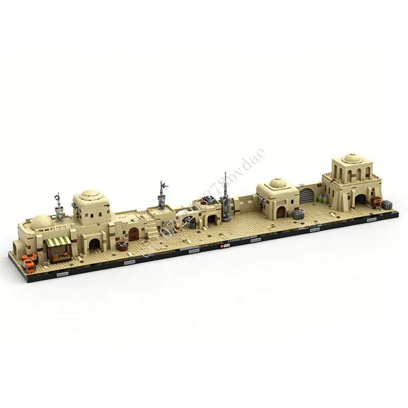 

2590 PCS Desert Town Sci-Fi Street View Building Blocks Model Creative Assembly Educational Man Gift For Adults Home Decoration