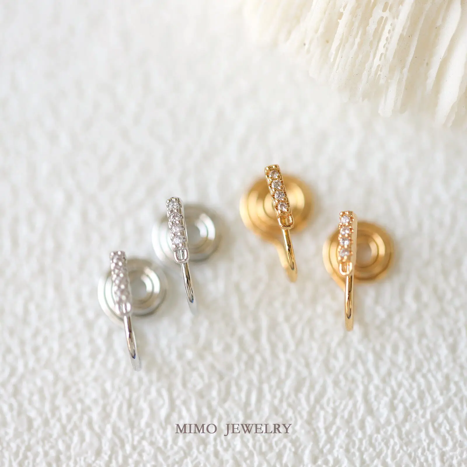 Gold Plated Copper Earrings Base Blank Zircon Simple Short Word Pendant Ear Clips DIY Jewelry Making Supplies