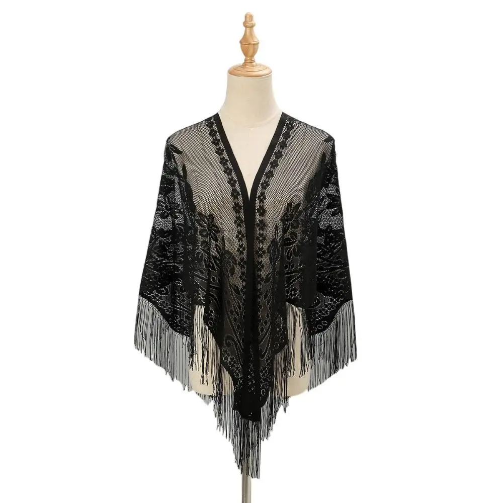 Wedding Accessories With Tassel Women Shawl Hollow Multicolored Evening Prom Cape Wedding Bridal Shawl Cosplay Fashion Scarf