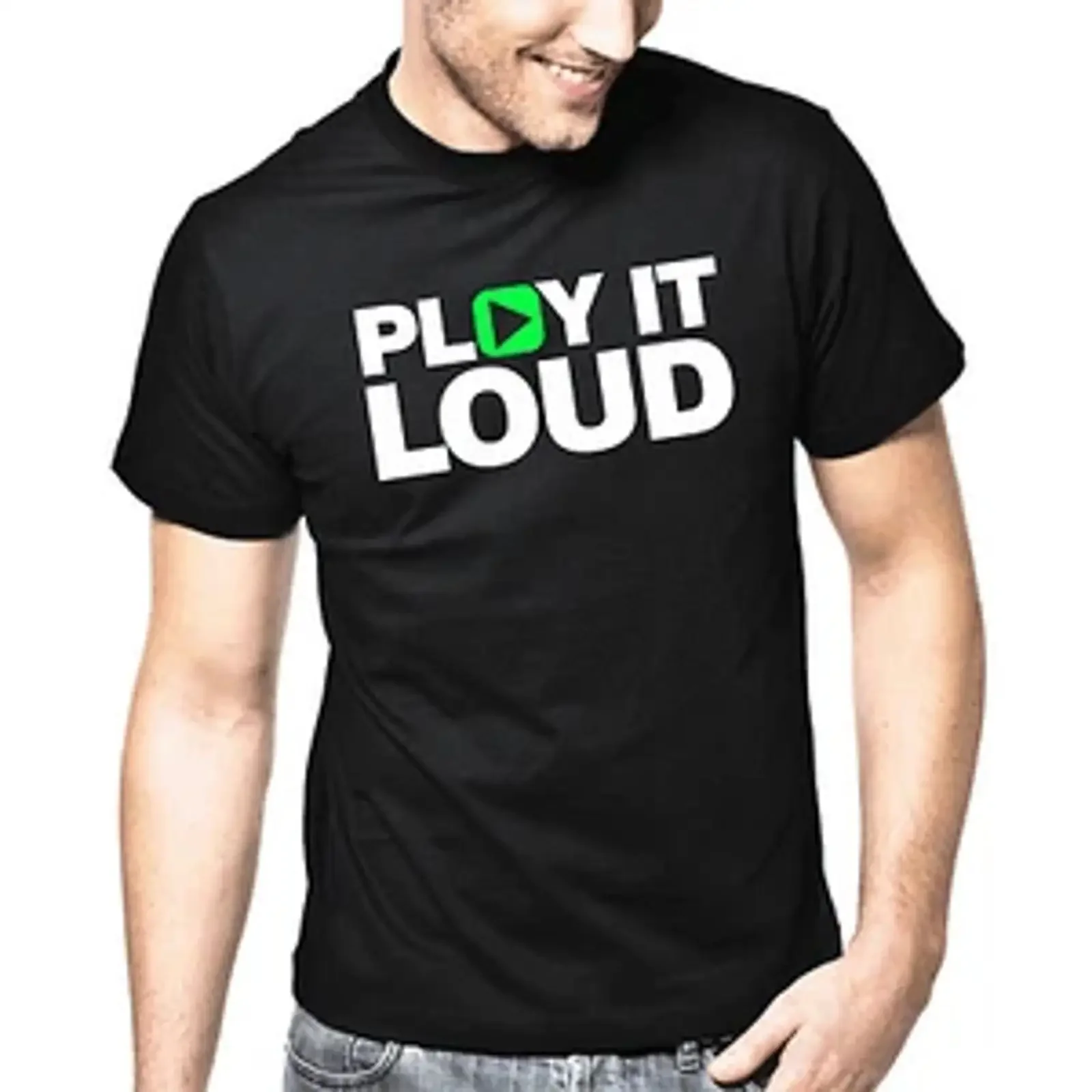 Play It Loud Botão Liga/Desliga Música Clube DJ Frases Presente Divertido Camiseta Vintage Lavada Estilosa Streetwear