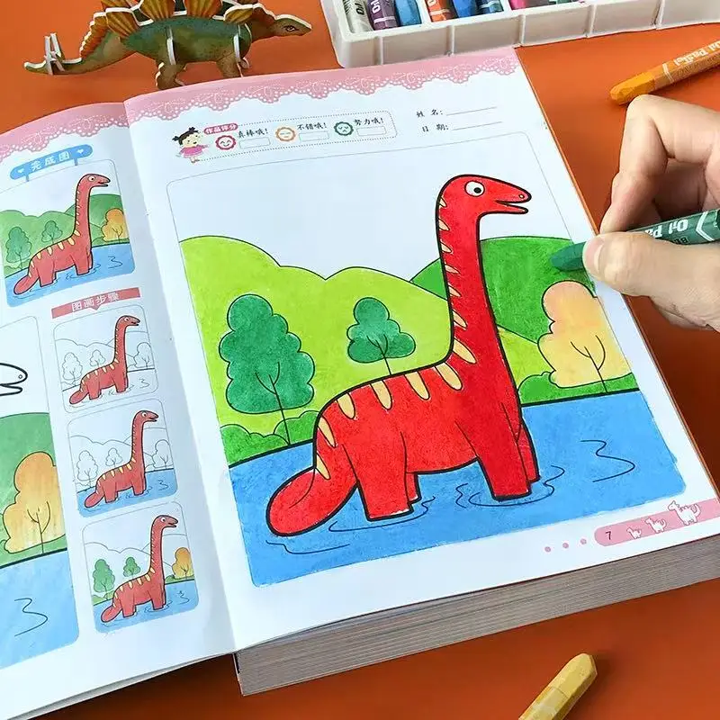 

8 Books/Set of Coloring Book for Adults and Children Dinosaurs Coloring Book for Young Children To Relieve Stress and Kill Time