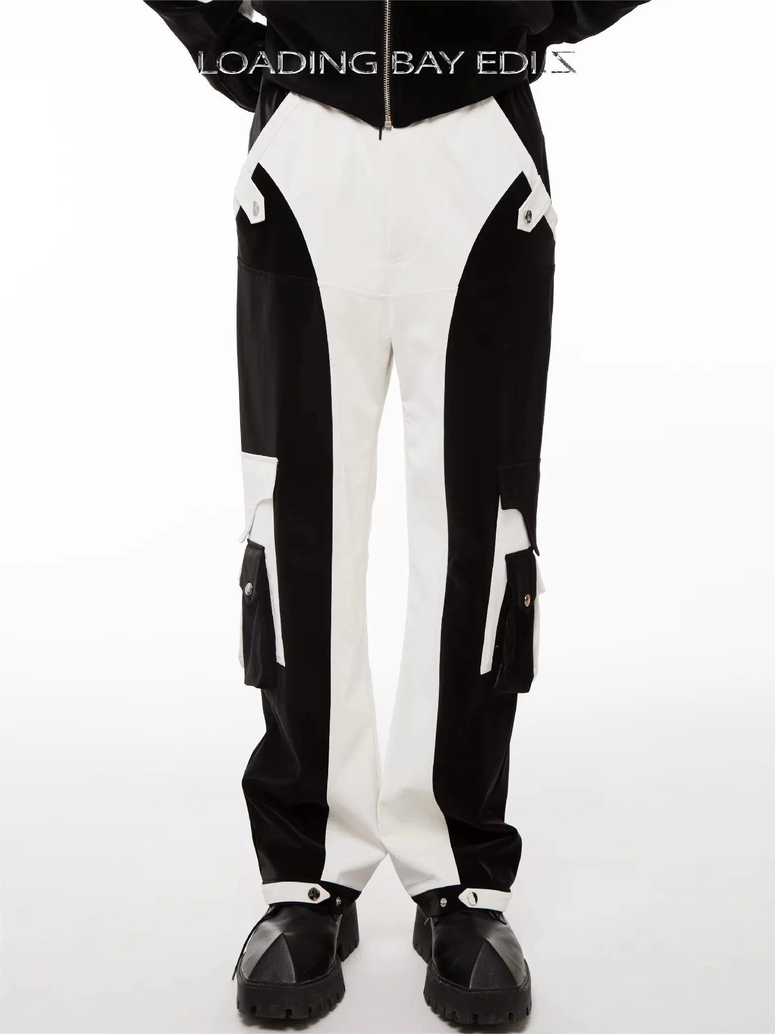 27-46 2025 roupas masculinas e femininas estilista nicho design preto e branco retalhos calças amantes trajes tamanhos grandes