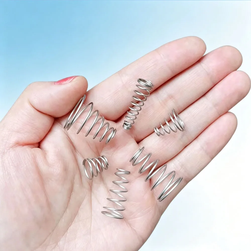 10Pcs 304 Stainless Steel Conical Compression Springs, Wire Dia 0.6‑0.8mm Tower Type Battery Contact Hardware Spring