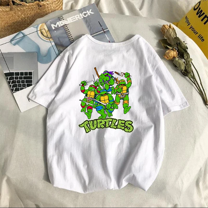 

2024 TMNT Ninja Leonardo Raphael Turtle Anime Printed Women's T-shirt Summer Top Women Female Clothing Y2K New Tee Tops Clothes