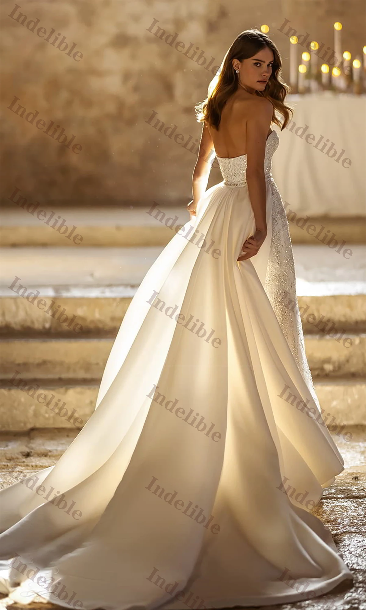 Customized Classic Shine Crystal Wedding Dress New Sequined Sweetheart Sleeveless Bridal Gowns Backless Brush Robe De Mariage