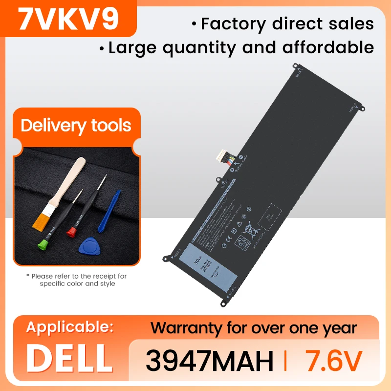 

7VKV9 9TV5X Laptop Battery For DELL Latitude XPS 12 7000 7275 9250 Series Notebook 7VKV9 7.6V 30WH