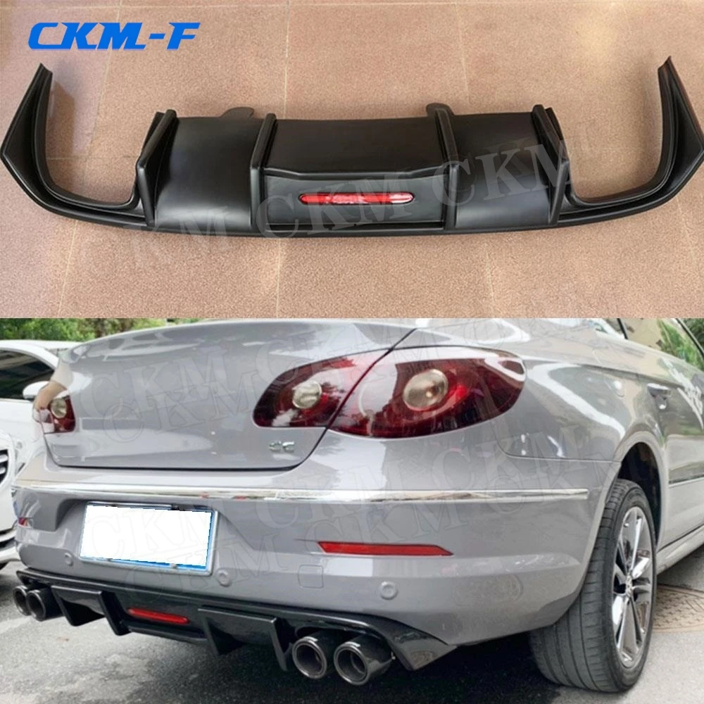 

Carbon Fiber Rear Lip Diffuser With Lamp for Volkswagen VW CC 2013-2017 FRP/PP Black Bumper Protector Car Styling