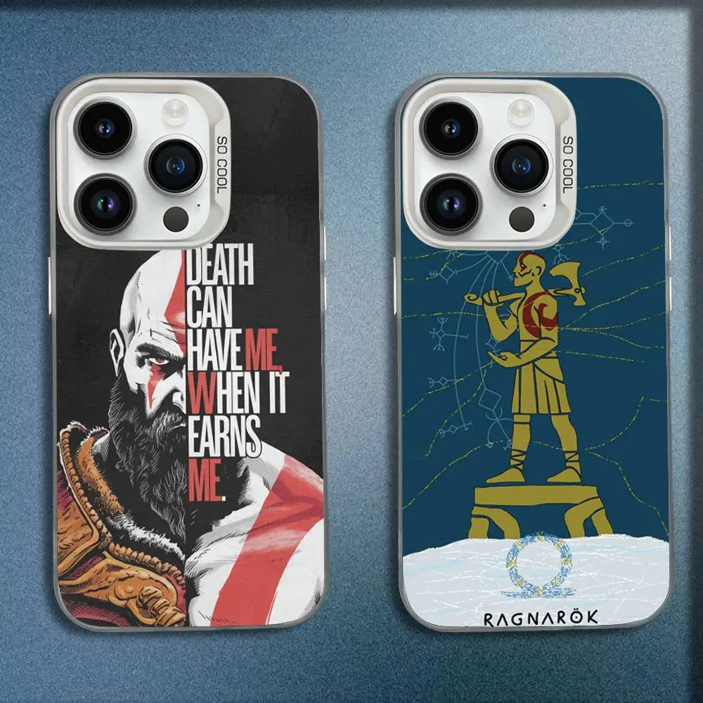 

G-God OF War K-Kratos Phone Case For iPhone 16,15,14,13,12,11,Mini,Pro,E,MAX White Candy Matte Shockproof Cover