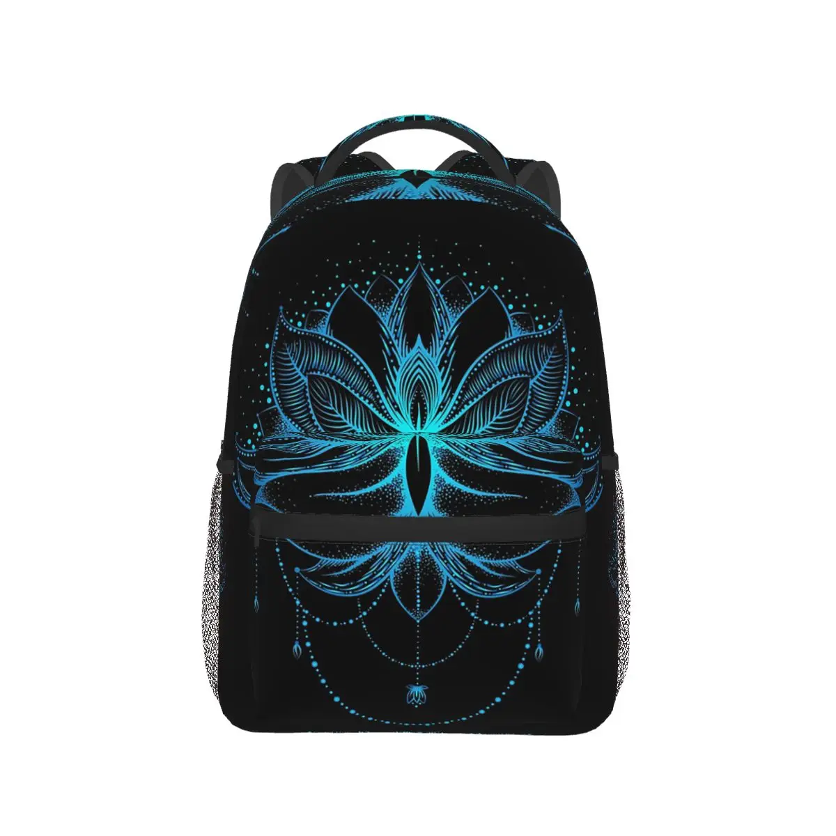 

One Fluorescent Blue Lotus Theme Backpack Hot Sale Daypack Large Capacity Children BookBag School Bag Shoulder Bags for Unisex