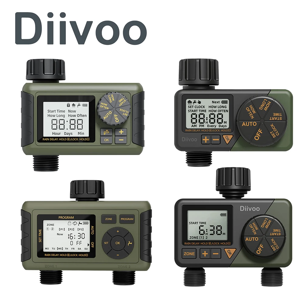 

Diivoo Programmable Drip Watering Timer 1/2 Outlet with Garden Watering System Automatic Irrigation Equipment of Greenhouse