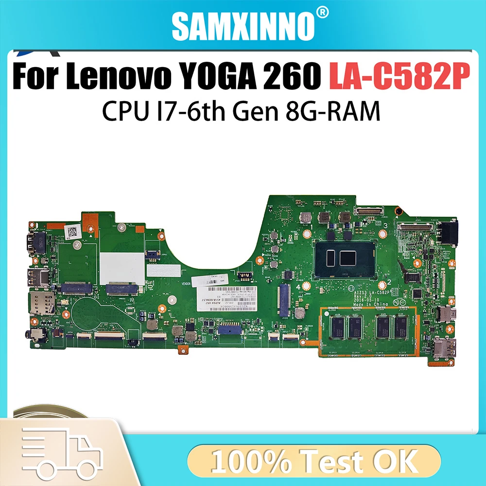 

Материнская плата для ноутбука Lenovo ThinkPad YOGA 260 LA-C582P 01LV859 01LV861 I5-6200U i5-6300U I7-6600U 8G, материнская плата, 100% тестирование