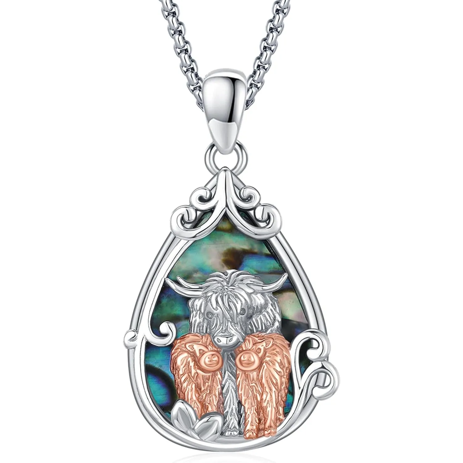 

Highland Cow Necklace for Women 925 Sterling Silver Scottish Highland Cow Pendant Necklace Jewelry Gifts for Holiday Christmas
