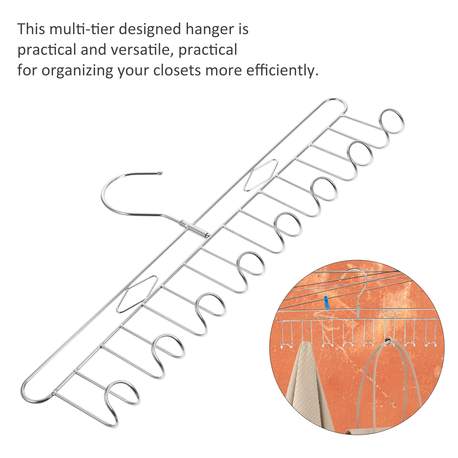 

Stainless Steel Multi-Headed Clothes Hanger Storage Tool Vest Bra Scarf Tie Short Pants Hanger Space Saving