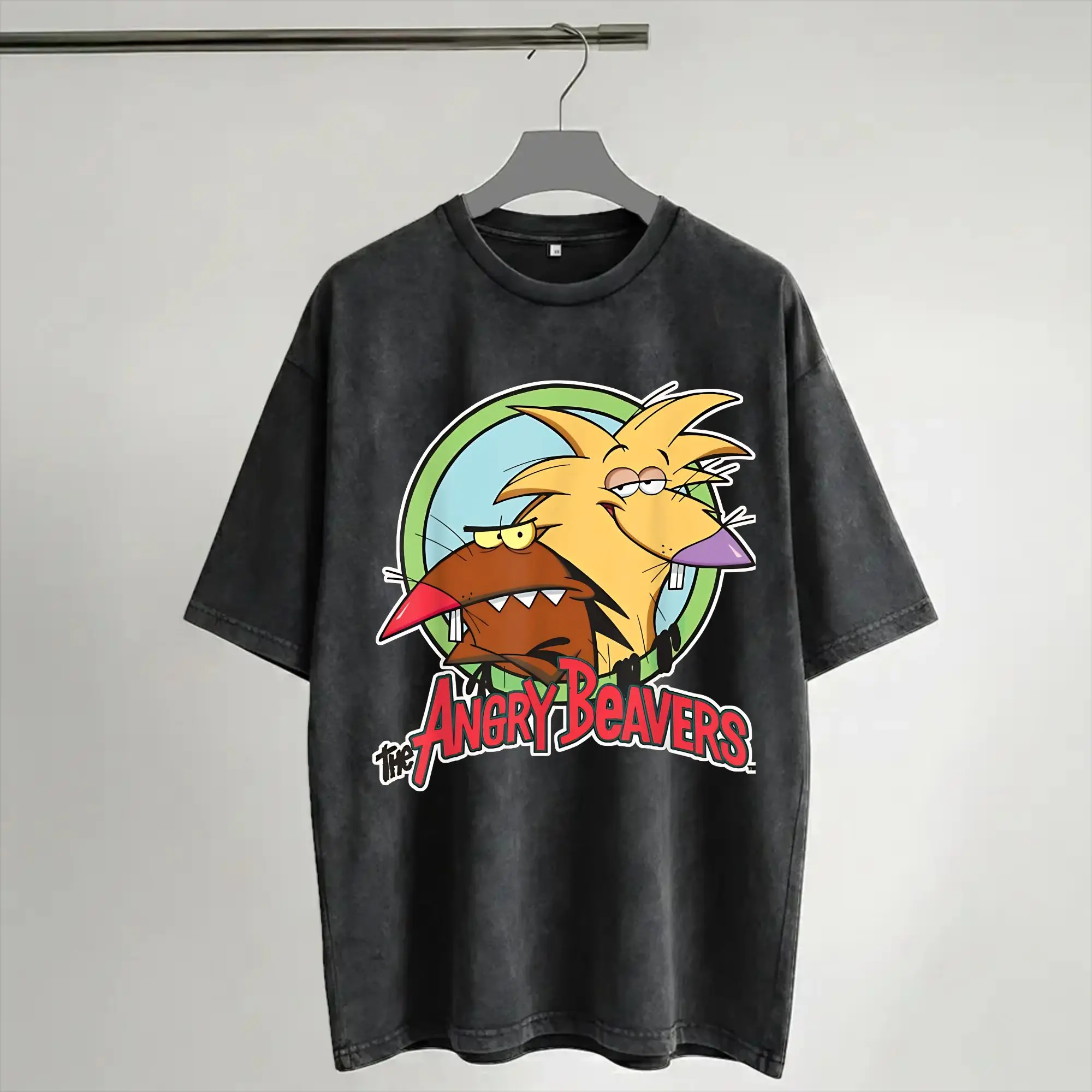 Футболки Angry Beavers Daggett & Norbert Feverish в стиле хип-хоп, с эффектом потертости, с коротким рукавом, в стиле харадзюку, оригинальные, для мужчин и женщин, уличная одежда.