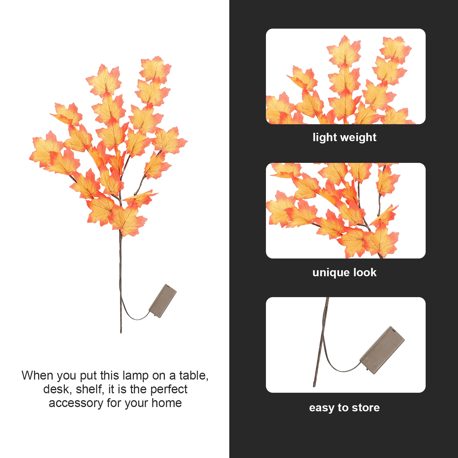 

2pcs Maple Branches Led Light Romantic Decorative Flower Lamp Warm Room Light For Bedroom Wedding Christmas Home Decoration