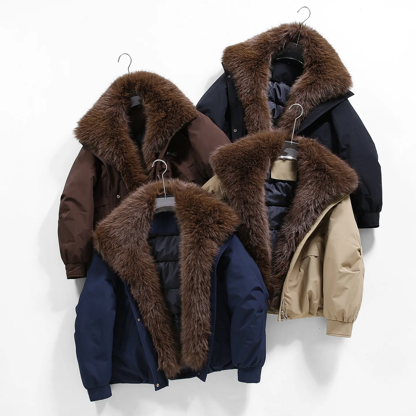 Women Parkas Winter Jacket Coat New Big Fur Collar Pie Overcome Ladies Thick Warm Cotton Padded Jacket Female Outerwear Overcoat