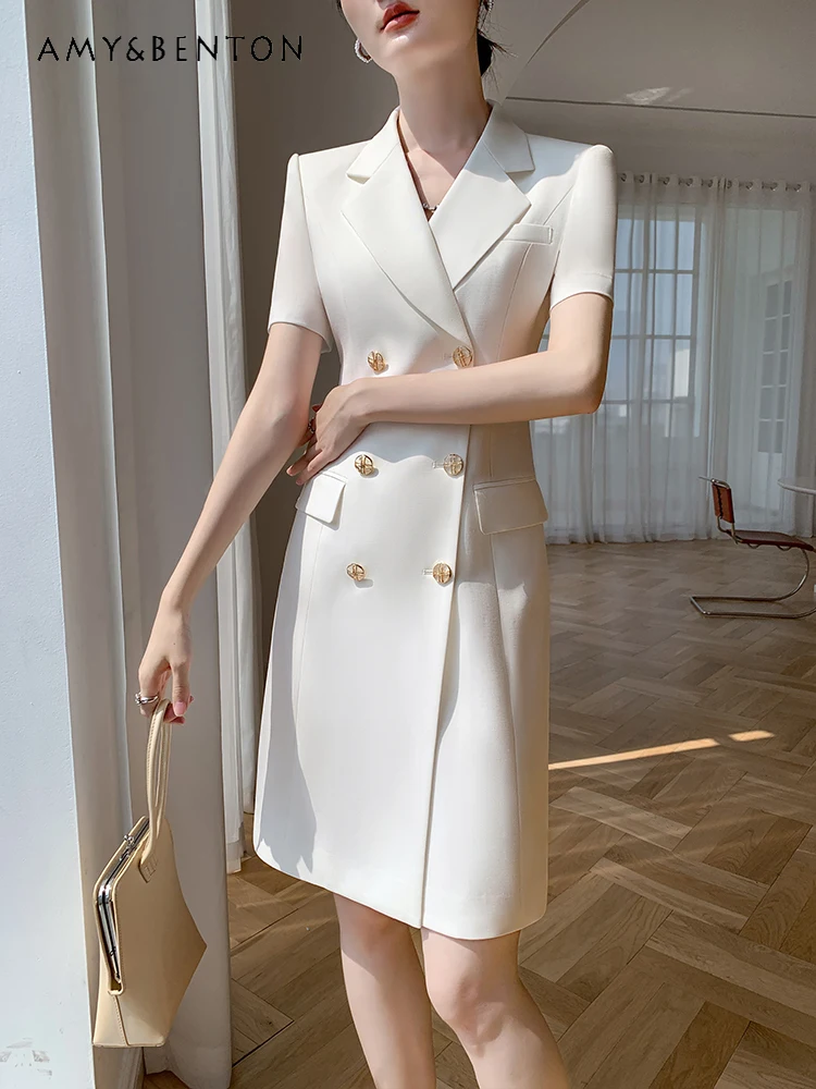 Commute Style Elegant Business Suit White Dress Summer New Graceful Thin Work Clothes Temperament Short Sleeve A-line Dresses - AliExpress Commute Style Elegant Business Suit White Dress Summer New Graceful Thin Work Clothes Temperament Short Sleeve A-line Dresses - AliExpress