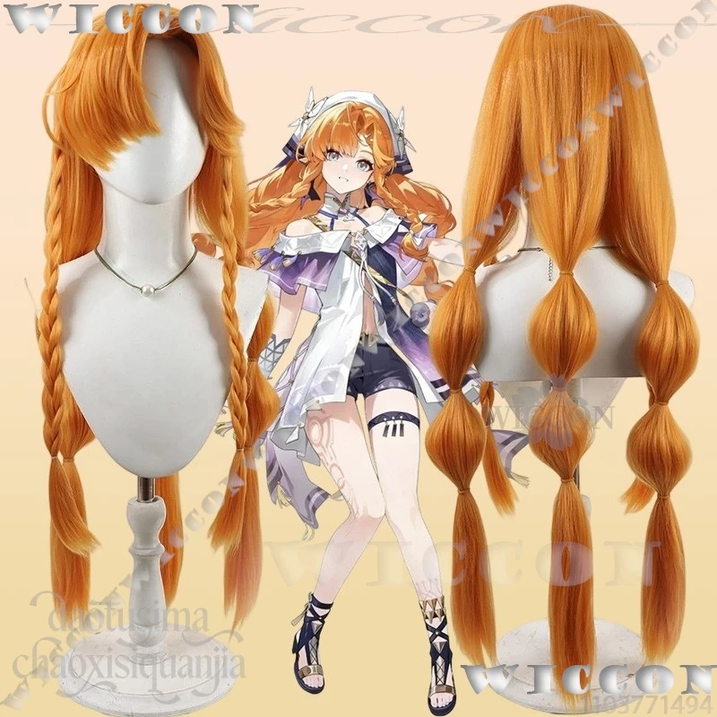 

Game Wuthering Waves Cosplay SIGRIKA Long Kawaii Orange Multiple Braids Thin Bang Wigs Synthetic Hair Christmas Navidad Carnival