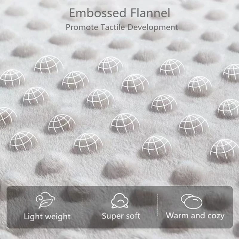 

652F Soft Plush Raised Dot Baby Blanket Quilt Newborn Receiving Print Blanket Baby Gift for Boys and Girls