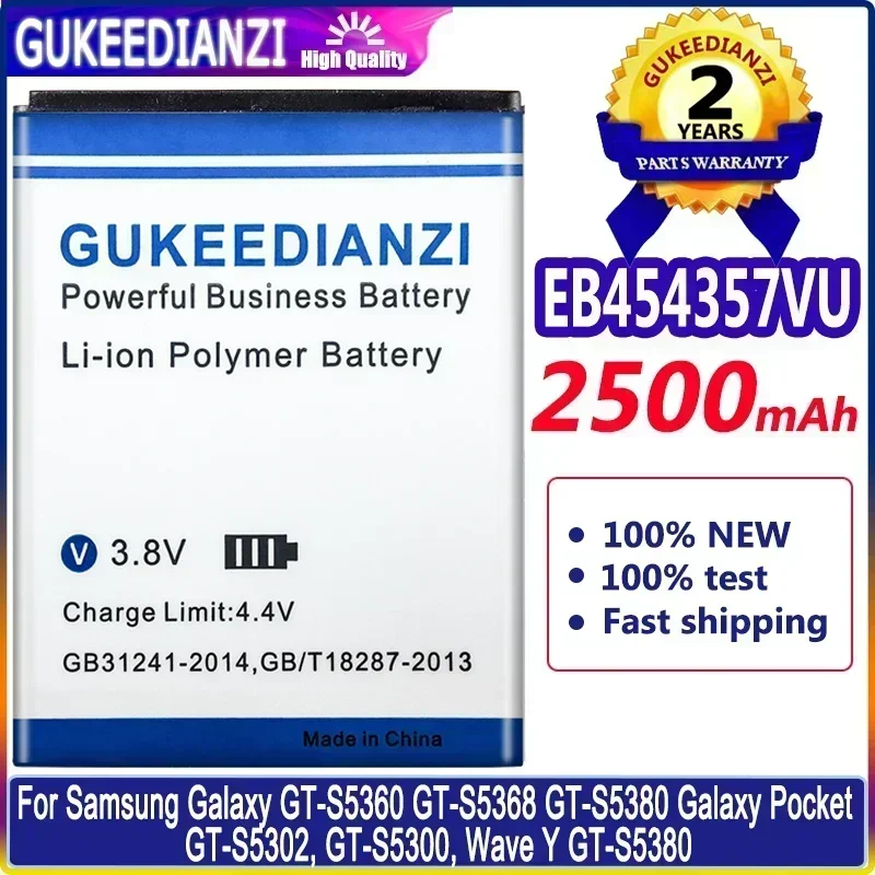 EB454357VU 2500mAh Mobile Phone Batteries For Samsung Galaxy GT-S5360 GT-S5368 GT-S5380 Pocket GT-S5302, GT-S5300 Battery