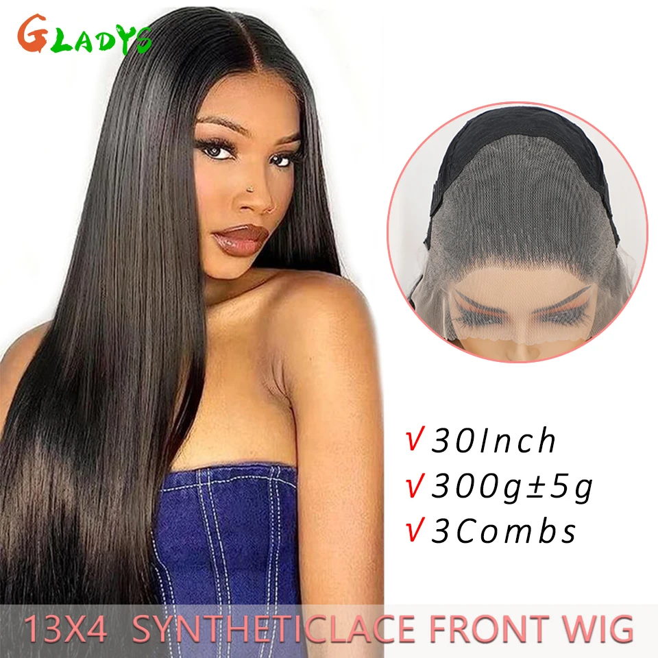 

13*4 Lace Frontal Silky Straight Heat Resistant Fiber Cosplay Wigs Synthetic Lace Front Wig For Women