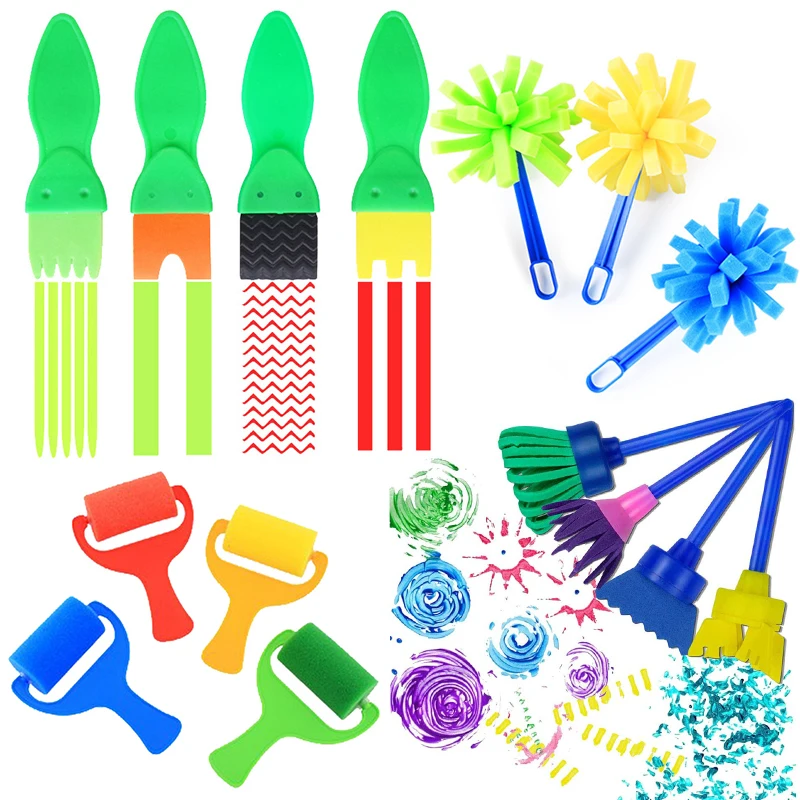

Sponge Brush Set Various Shapes Available Painting Tools Mushroom Stick Flower EVA Roller Creative Art Graffiti Drawing Prop ZYF