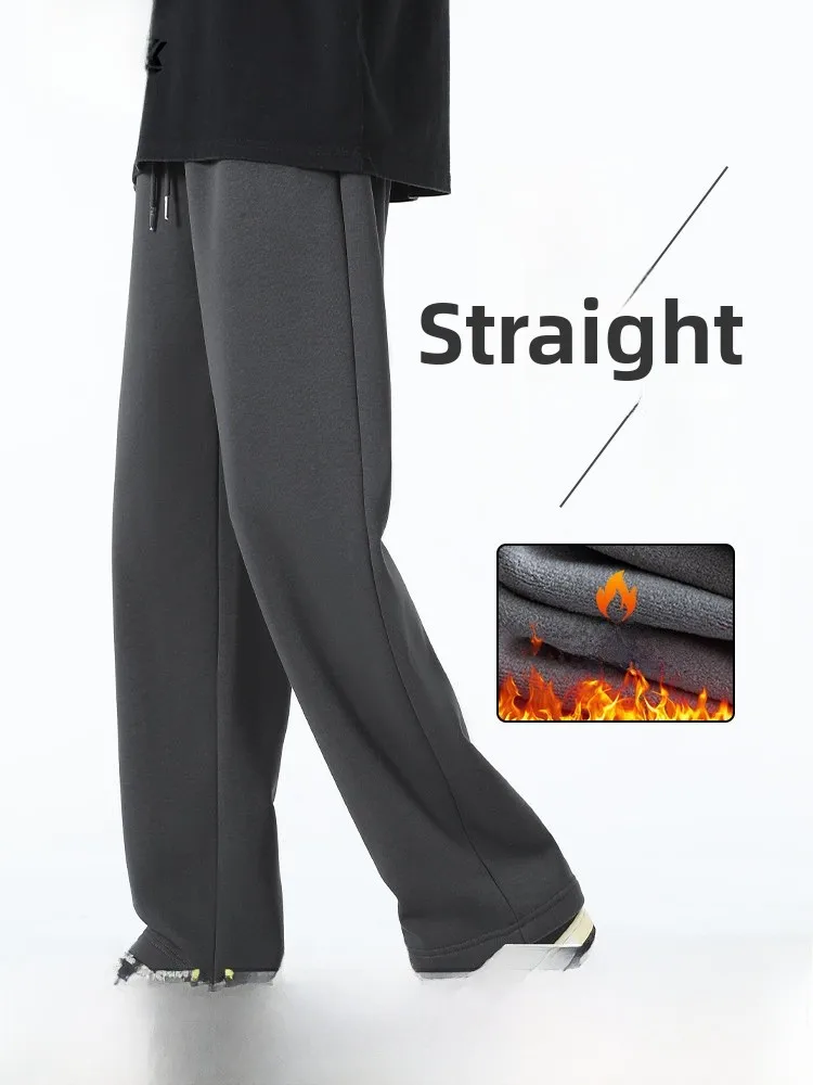 

Thiened Fce Men's Casual Pants Winter Warm Straight Leg Trousers Snow Flng Brand Comfortable Breathable Casual Sle