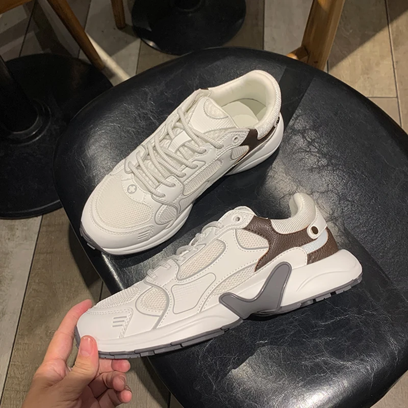 

3.5CM New Women's Top Layer Cowhide Mesh Sports Shoes Fashionable Dad Shoes Multifunctional Sports Shoe Comfortable Outdoor Shoe