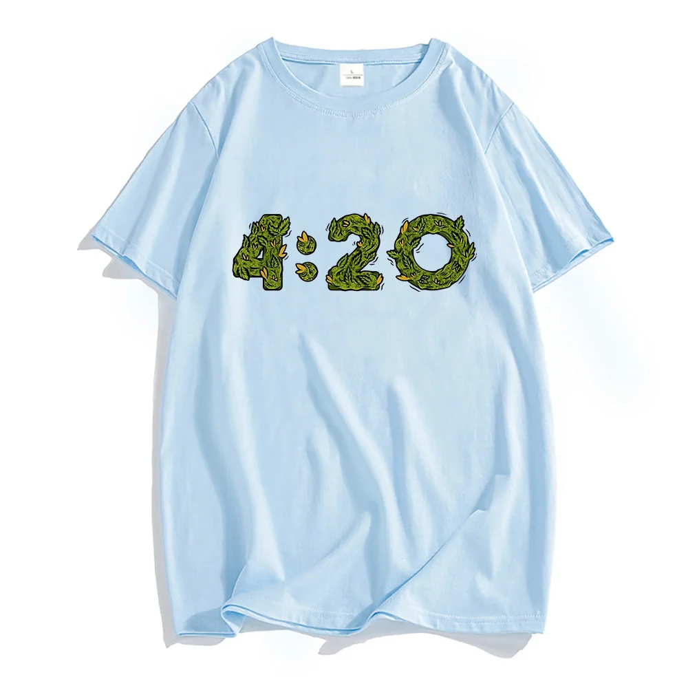 4:20 Time Graphic Printing Tee-shirt 100% Cotton Men/Women T-shirt Short Sleeve Male Summer Tshirts Streetwear Casual Soft Tees