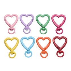 5pcs/lot 26x39mm Colorful Heart Lobster Clasps Metal Painting Keychain Spring Clasps For DIY Keyring Jewelry Making Accessories