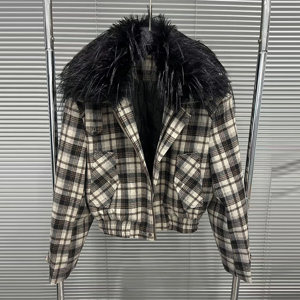 سترة أنيقة منقوشة من TWOTWINSTYLE متينة مع طية صدر السترة وأكمام طويلة فضفاضة ملابس الشارع الكورية سترات نسائية موضة الخريف الجديدة #6