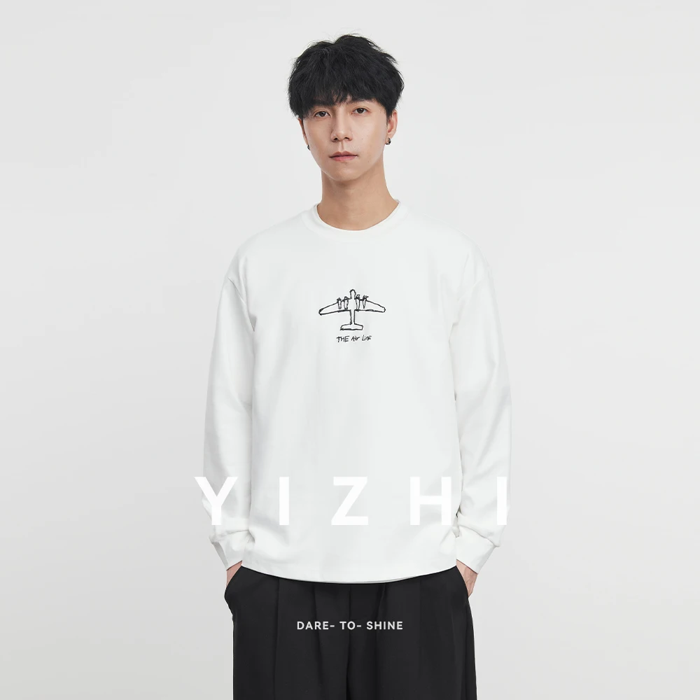 

Fashion Men's Round Neck Long Sleeve T-shirt 2025 Spring Autumn New American Casual Long Sleeve Top Men Sweatshirt Pullover